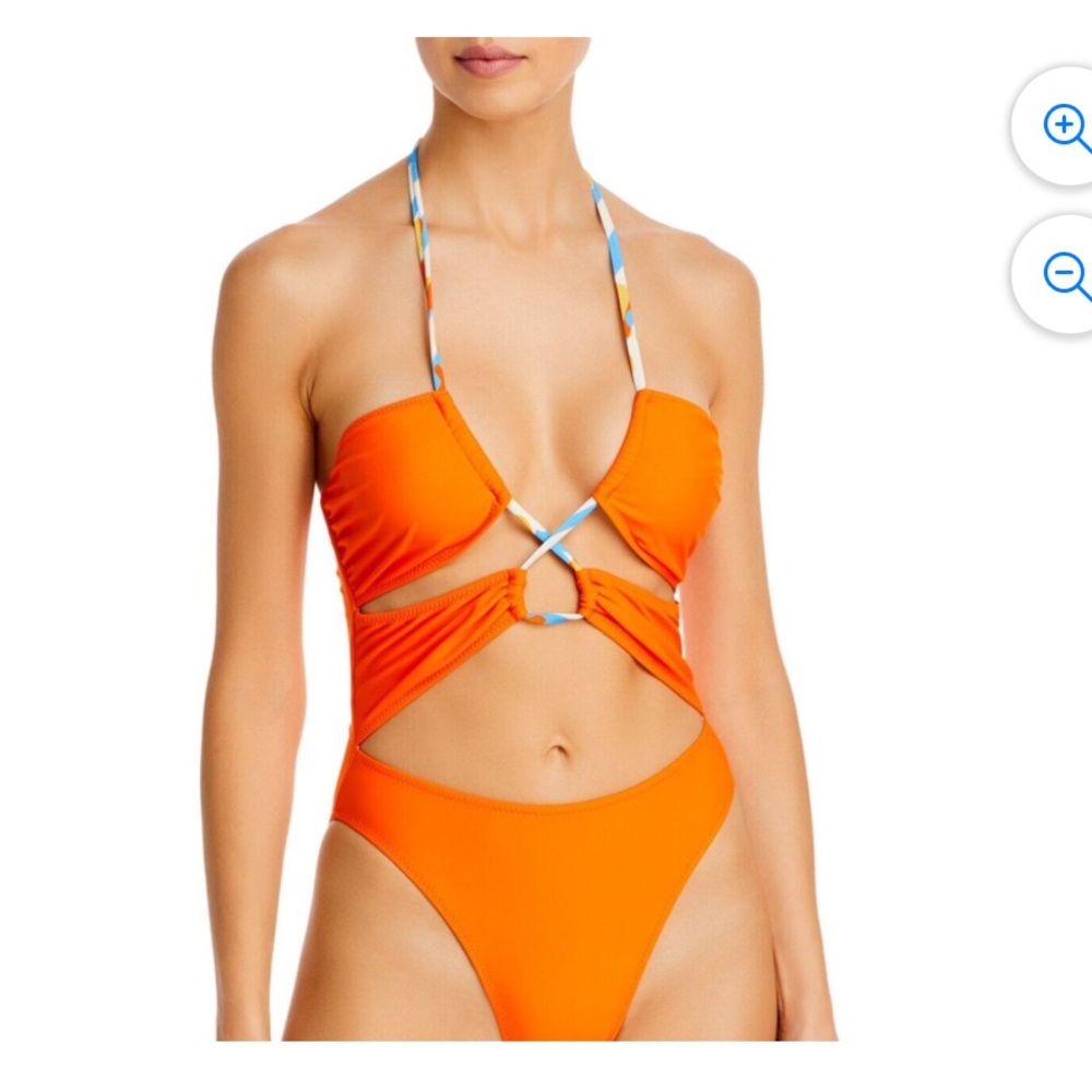 Solid & Striped The Ariana Halter Cutout One Piece Swimsuit Orange